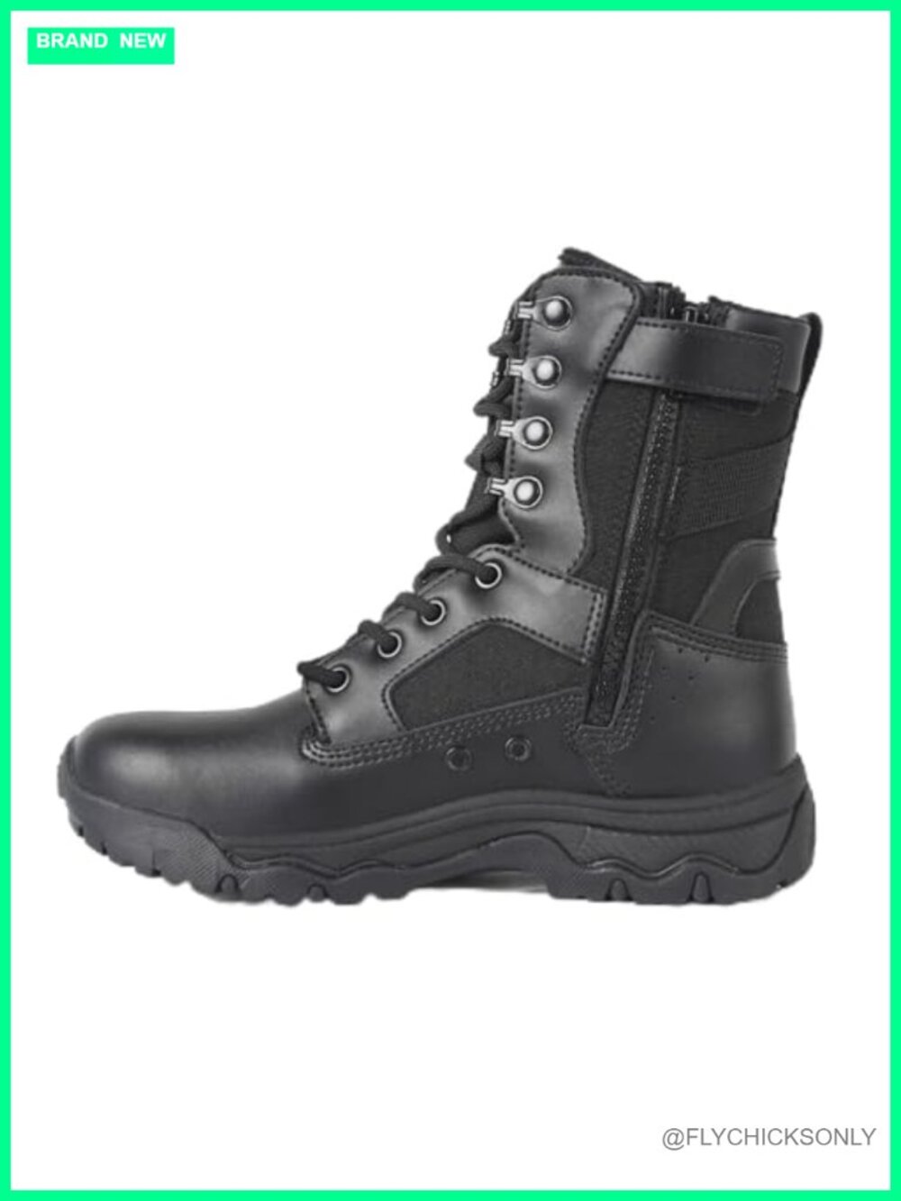 Women's 8" Tactical Combat Boots Lightweight Side Zip Motorcycle Work Boots